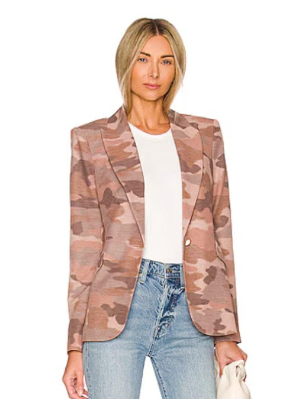 L’AGENCE Sz 14 Chamberlain Nude Pink Camo Blazer Gold Hardware Orig$650